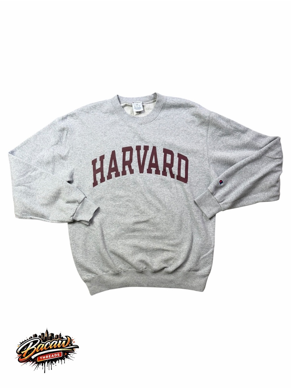 Champion Harvard University Gray Crewneck Long Sleeve Sweatshirt